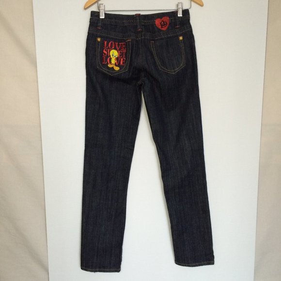 Looney Tunes Womens Jeans Sz 9 x 31 Straight Embroidered Tweety Bird Denim Lot29 - Picture 3 of 7